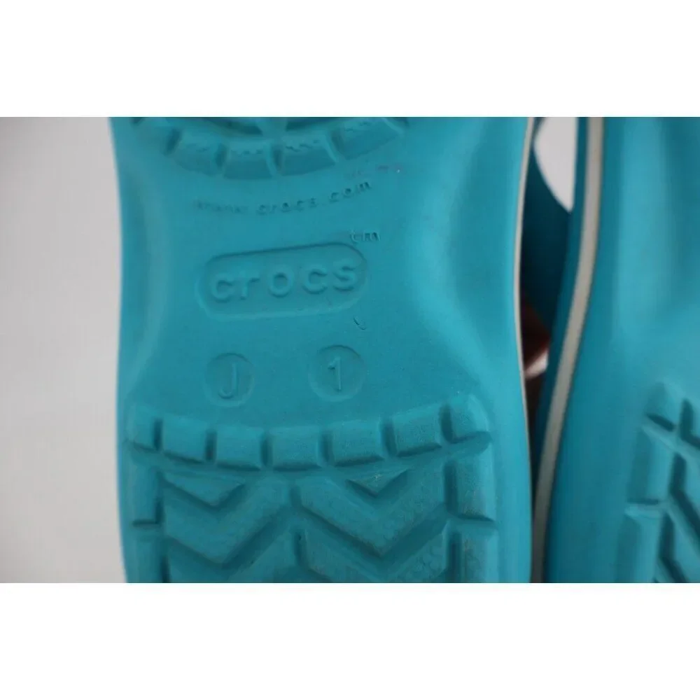 Crocs Crocband Girls Junior Size 1 Flip Flop Sandals Blue Lightweight Comfy